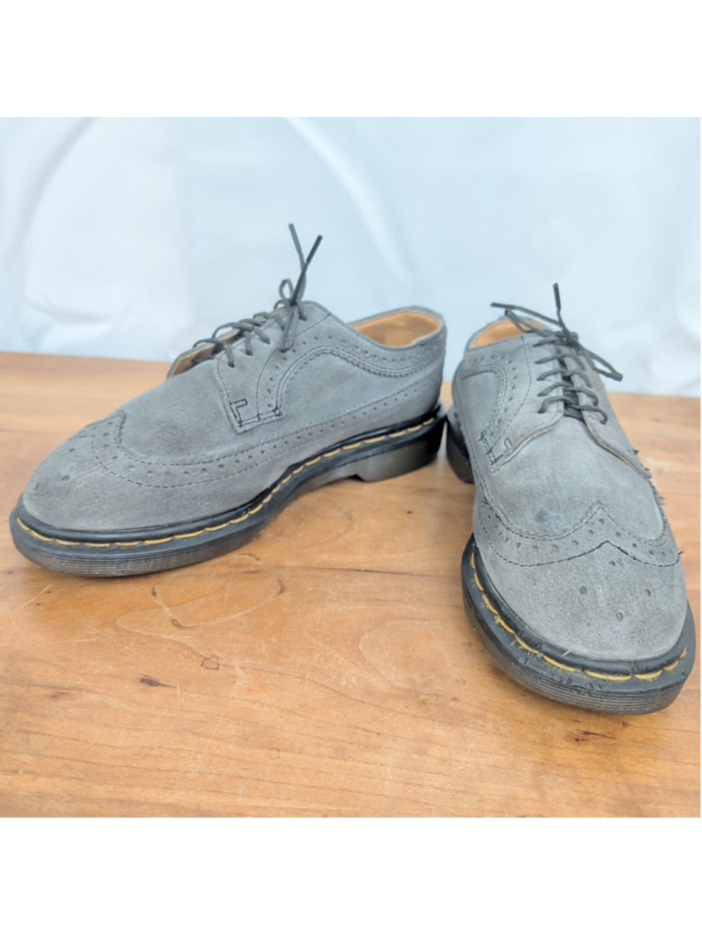 Vintage UK Made Dr. Martens AW 009 Grey Suede Wingtip Brogues UK 6